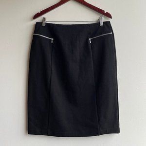 Chico's Ponte Knit Zip Pockets Pencil Skirt Career Black Women's Sz 1 (US 8)